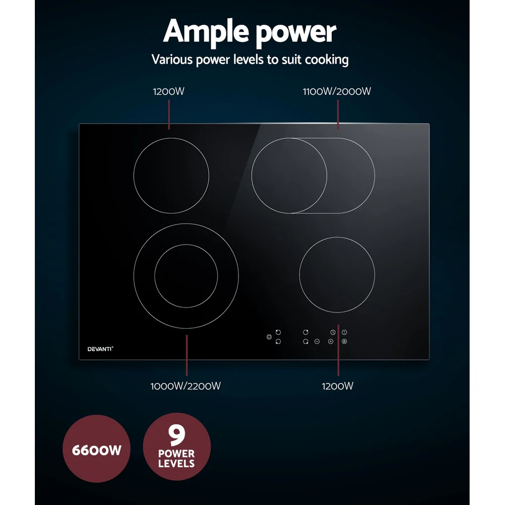 Devanti Electric Ceramic Cooktop 77cm - Nurns
