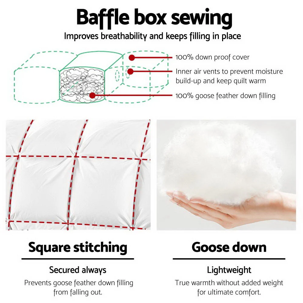 Queen Giselle Bedding 500GSM Goose Down Feather Quilt - Nurns