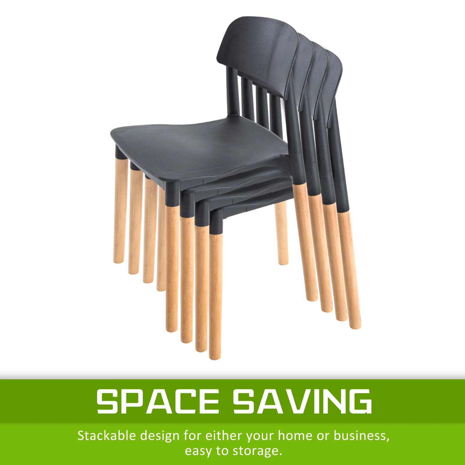 Mabel Set of 2 Retro Belloch Stackable Dining Cafe Chair - Black - Nurns