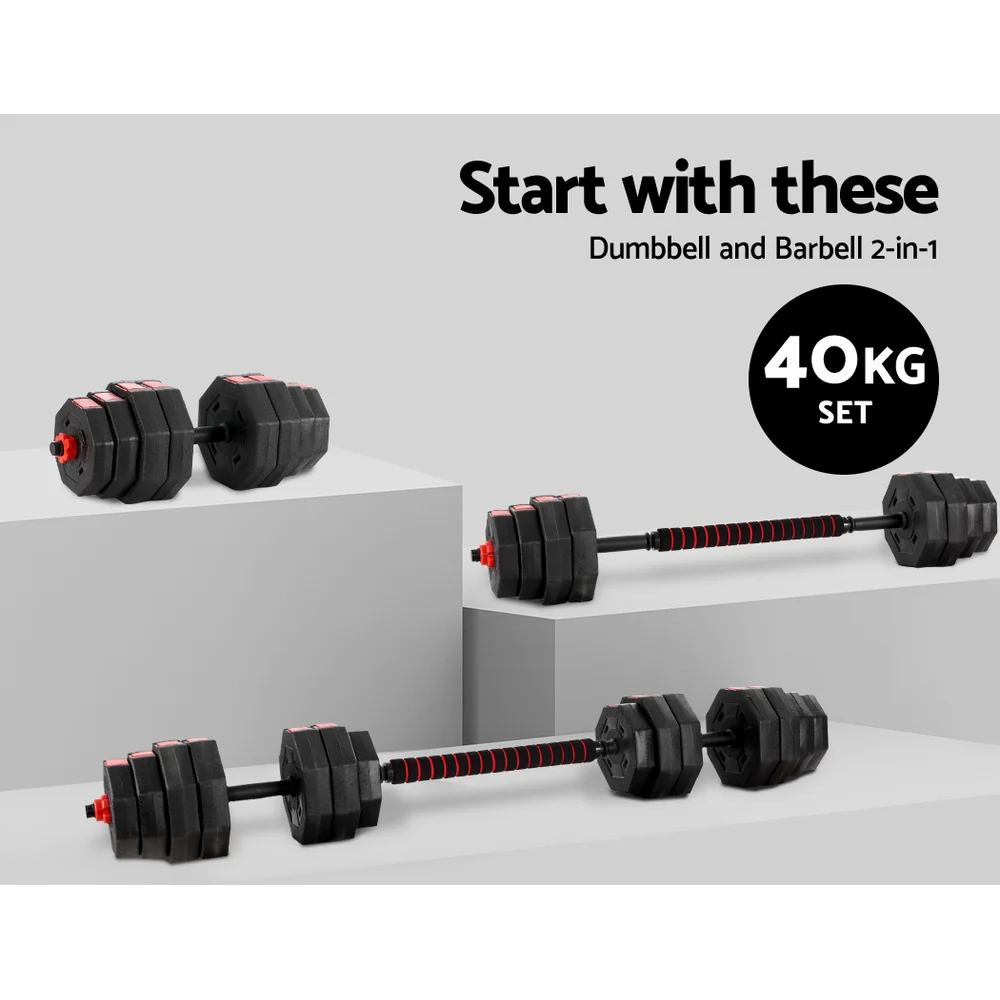 Everfit 40kg Dumbbells Barbell Set Adjustable Dumbbell Weight Lifting - Nurns