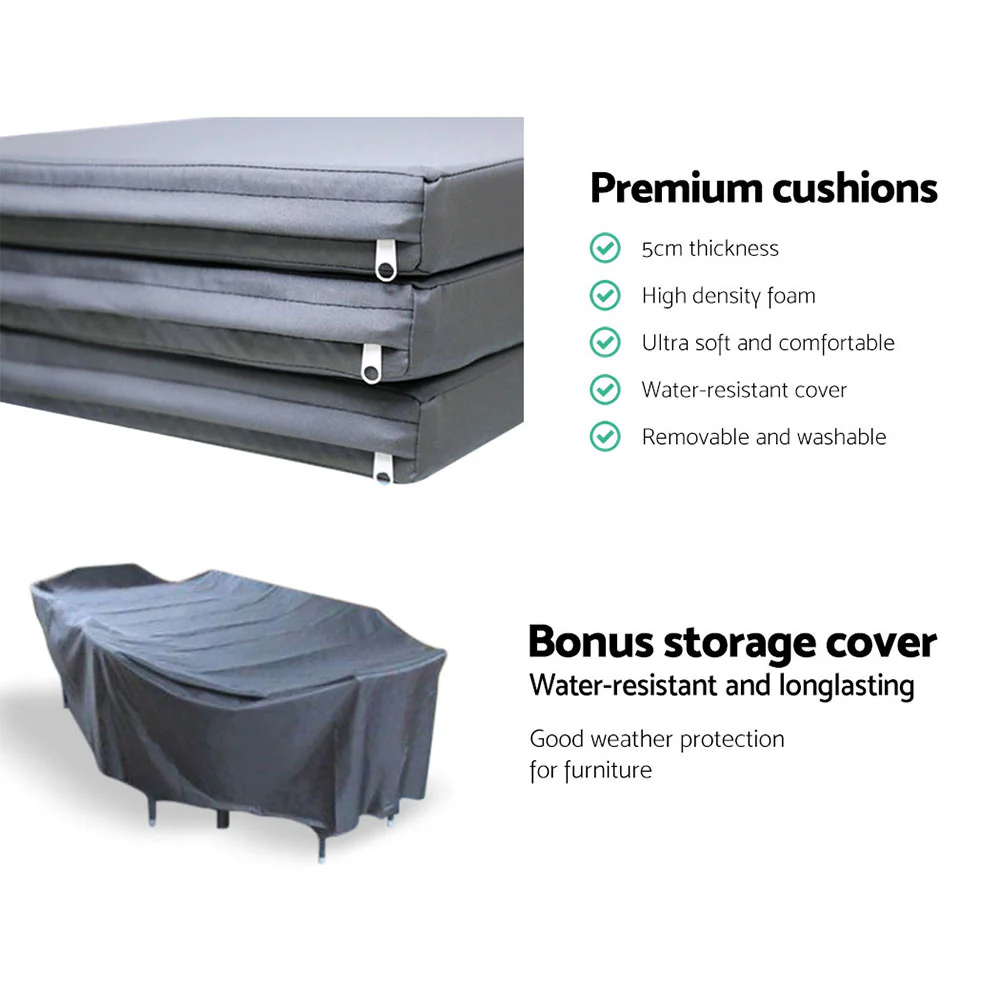 Corbridge 8-Seater Outdoor Furniture Setting 9-Piece Dining Set - Black - Nurns