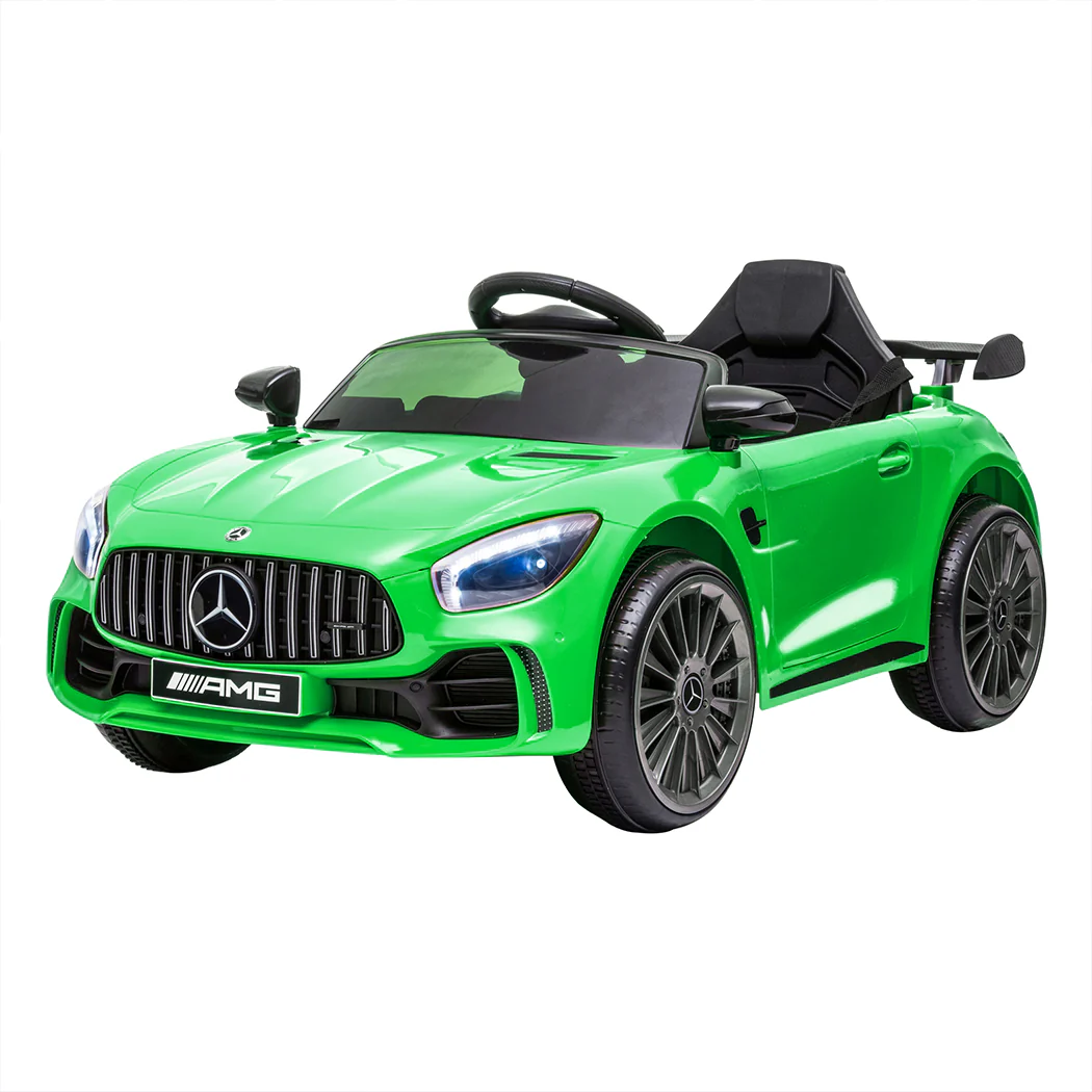 Kids Ride On Car 12V Battery Mercedes-Benz Licensed AMG GTR Toy Remote Control - Green - Nurns