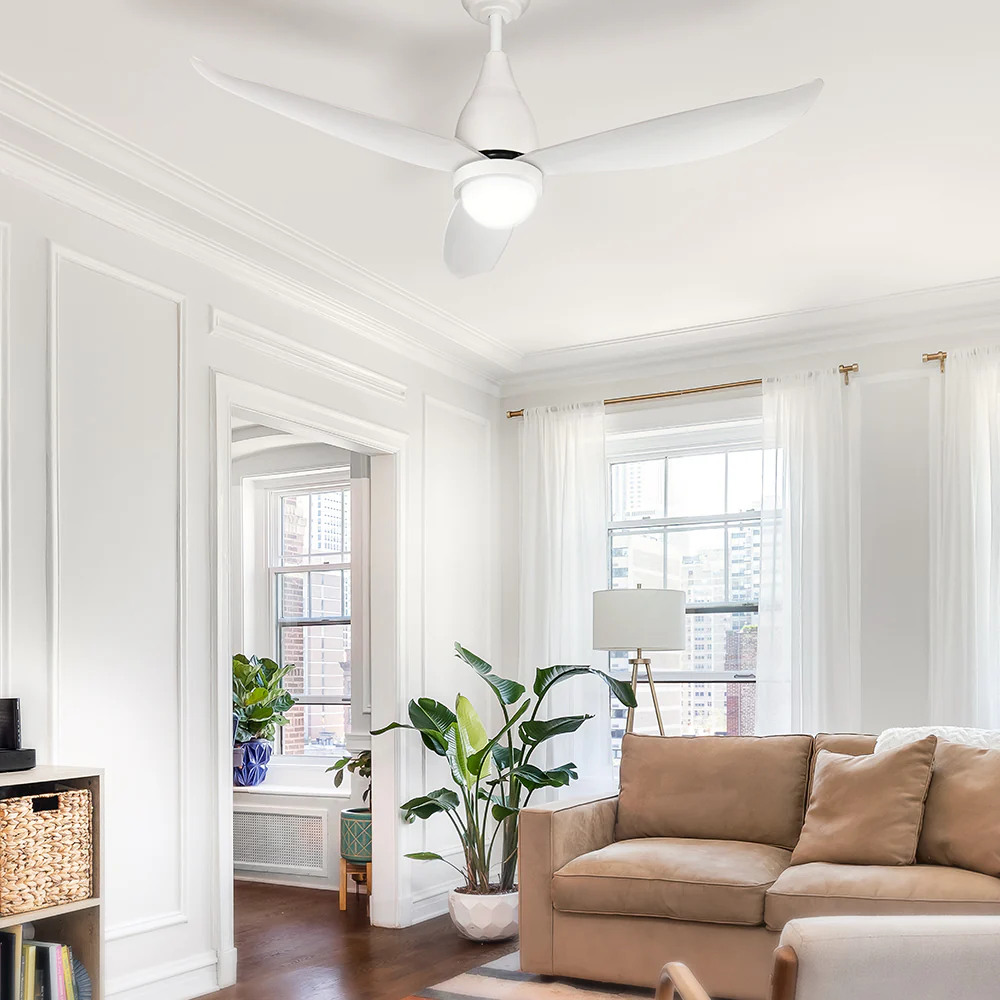 Ceiling Fan DC Motor LED Light Remote Control Ceiling Fans 52'' White - Nurns