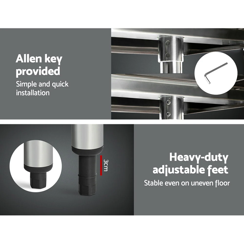 762x762mm Commercial Stainless Steel Kitchen Bench - Nurns