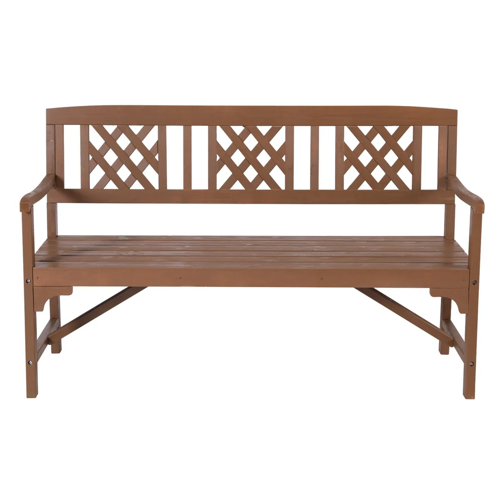 Solene Wooden Garden Bench 3 Seat Patio Furniture Timber Outdoor Lounge Chair - Natural - Nurns