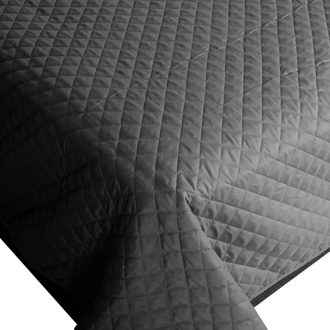 King Dreamz Bedspread Coverlet Set Quilted Dark Grey - Nurns