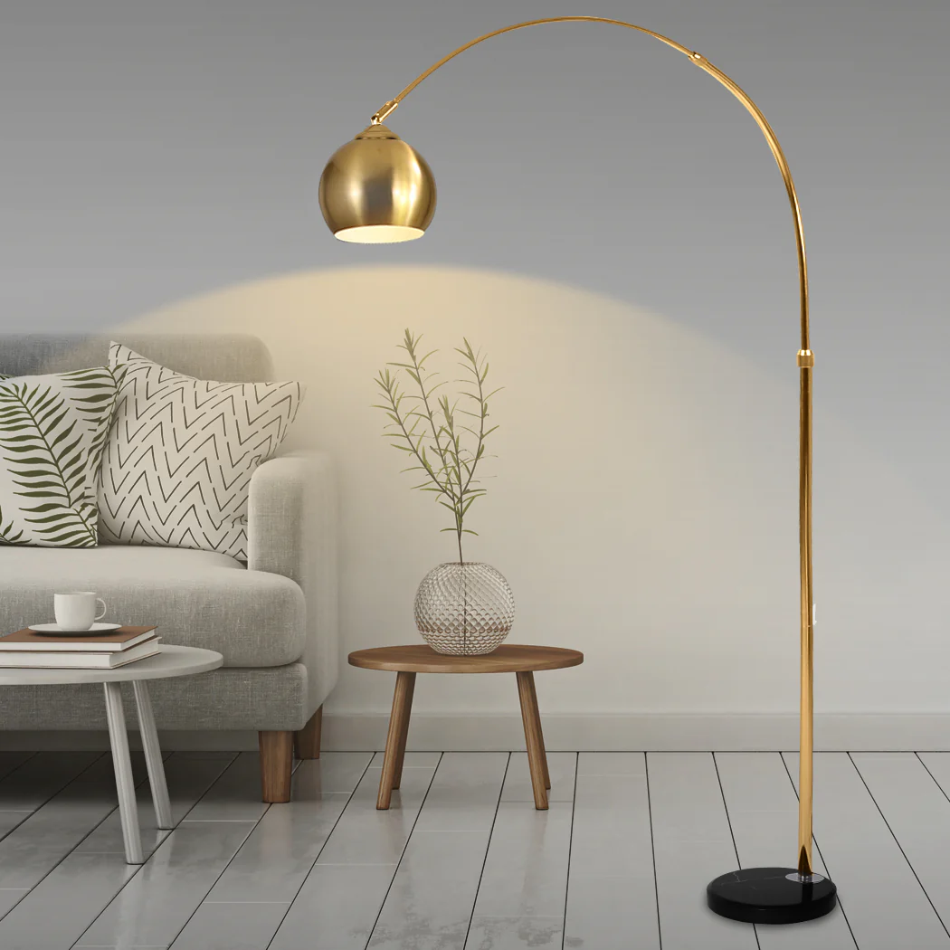 Modern Led Floor Lamp Stand Reading Light Height Adjustable Indoor Marble Base - Gold - Nurns
