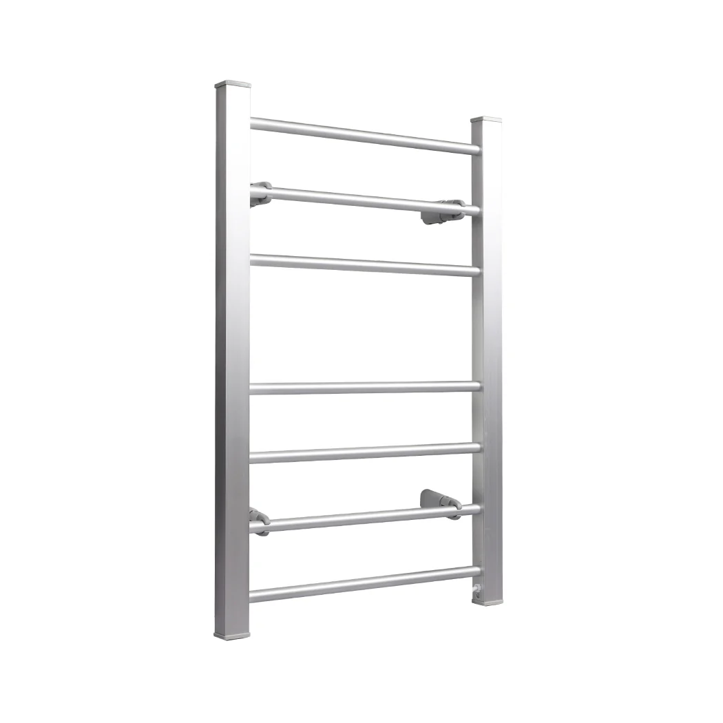 Heated Towel Rail Warmer Rack Wall Mounted - Silver - Nurns