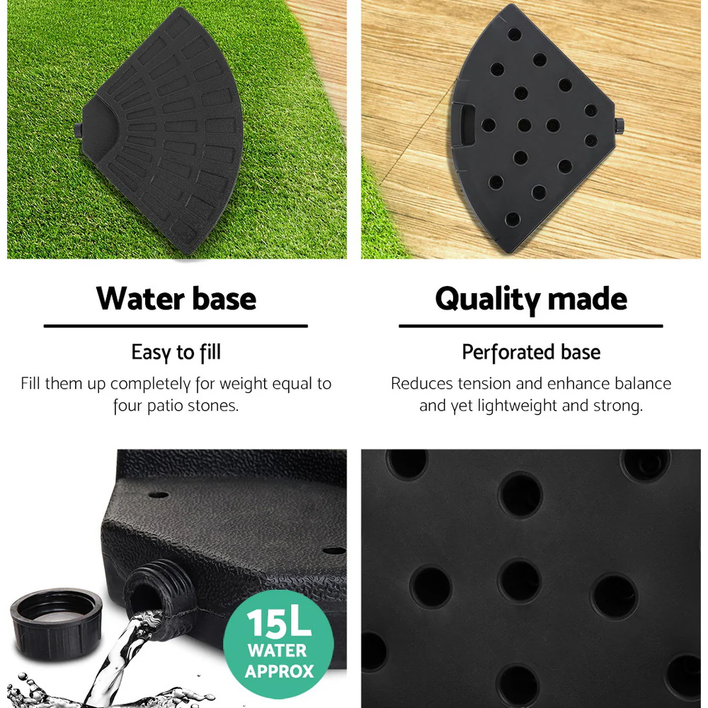 Instahut 3m Outdoor Umbrella w/Base Cantilever Beach Garden Patio Black - Nurns