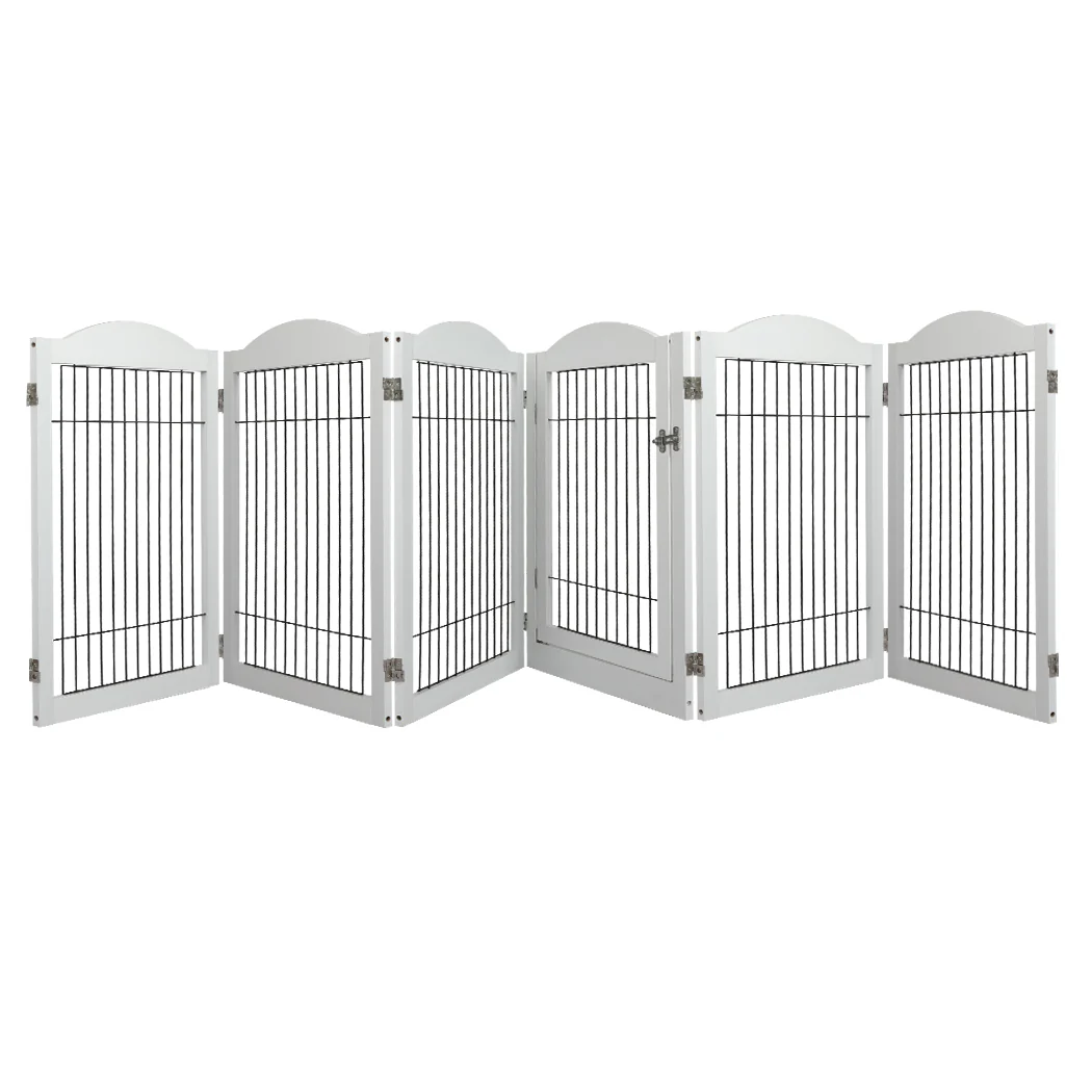 6 Panels Pet Dog Playpen Puppy Exercise Cage Enclosure Fence Indoor White - White - Nurns