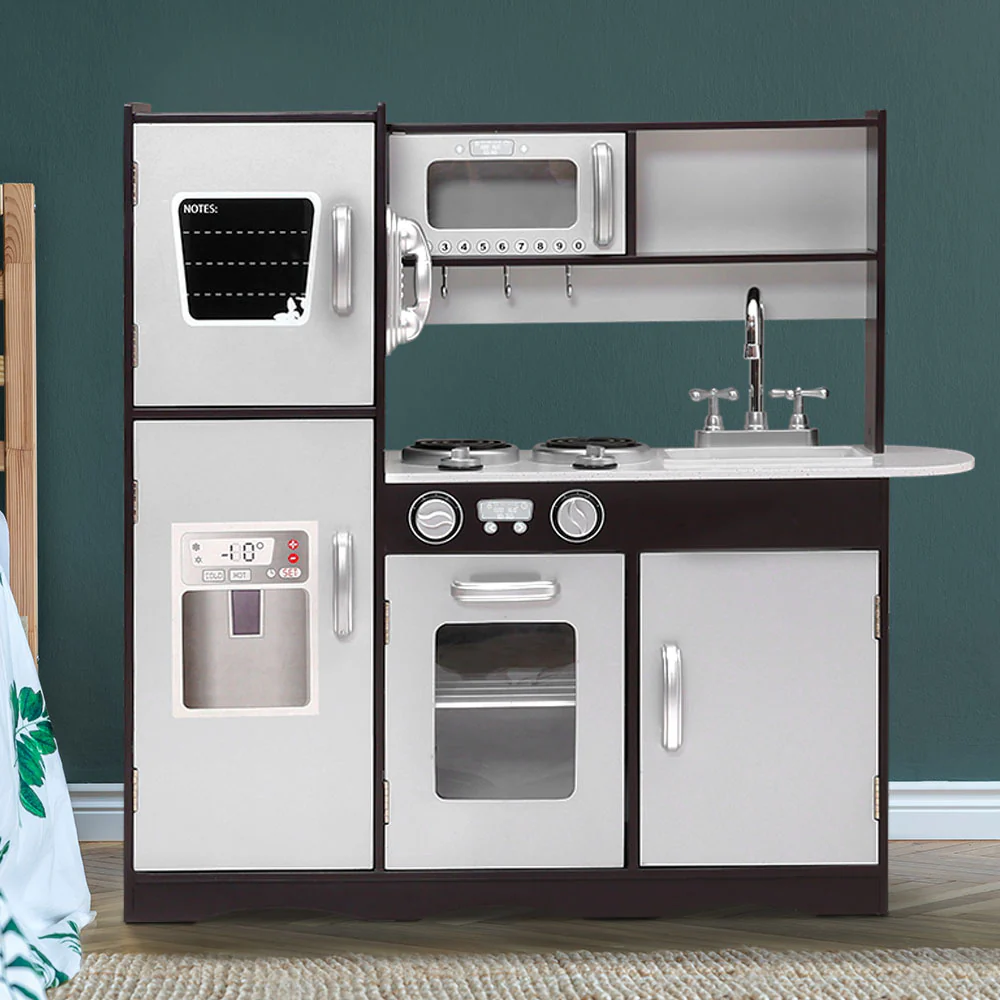 Kids Kitchen Set Pretend Play Food Sets Childrens Utensils Toys Black - Nurns