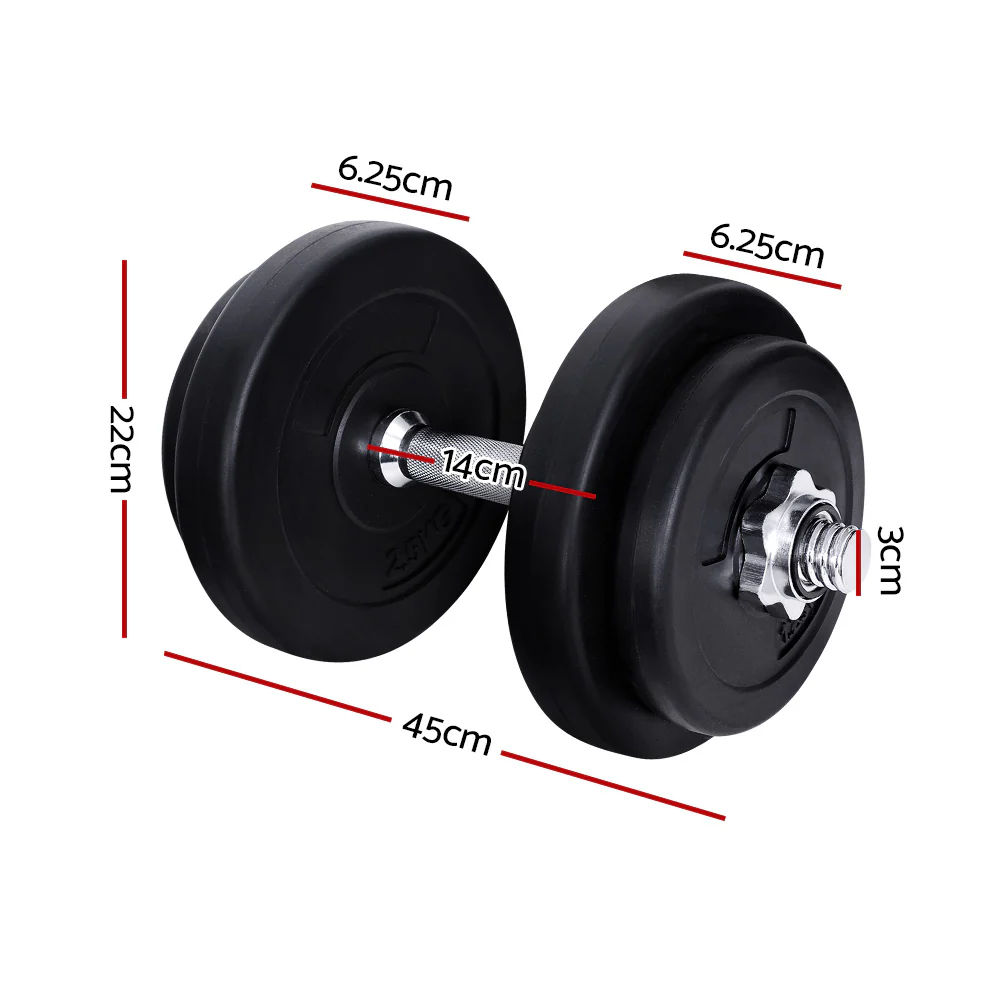 Everfit 20kg Dumbbell Set Weight Plates Dumbbells Lifting Bench - Nurns