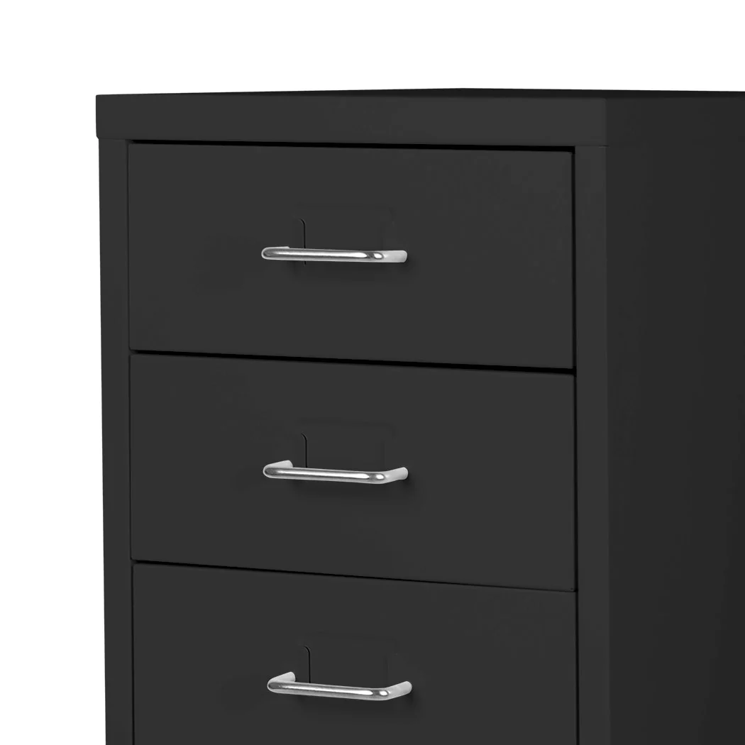 Levede 8 Drawer Office Cabinet Drawers Black - Nurns