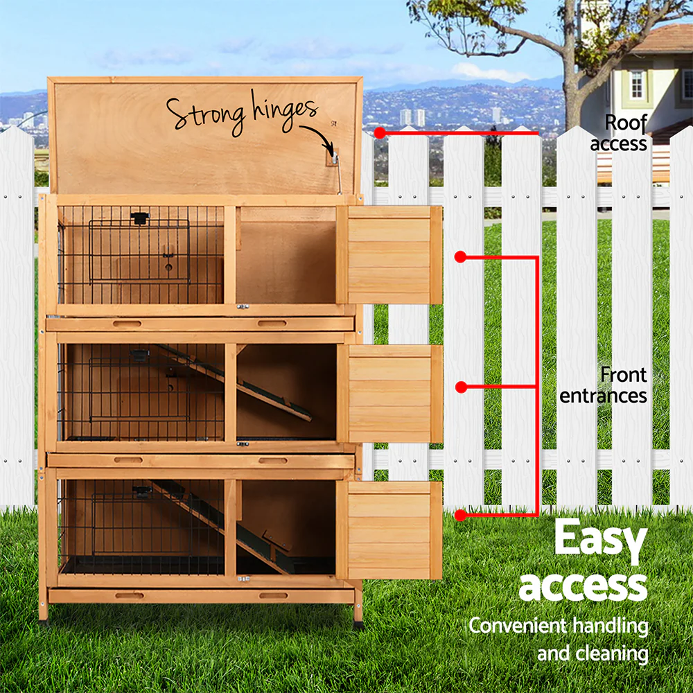Rabbit Hutch Wooden Cage Pet hutch Chicken Coop 91.5cm x 46cm x 116.5cm - Nurns