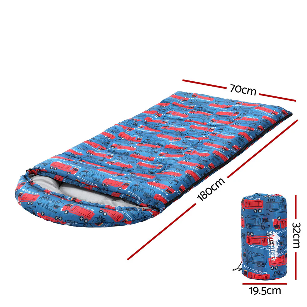 Sleeping Bag Kids Single Bags 180cm Thermal Camping Hiking - Blue - Nurns