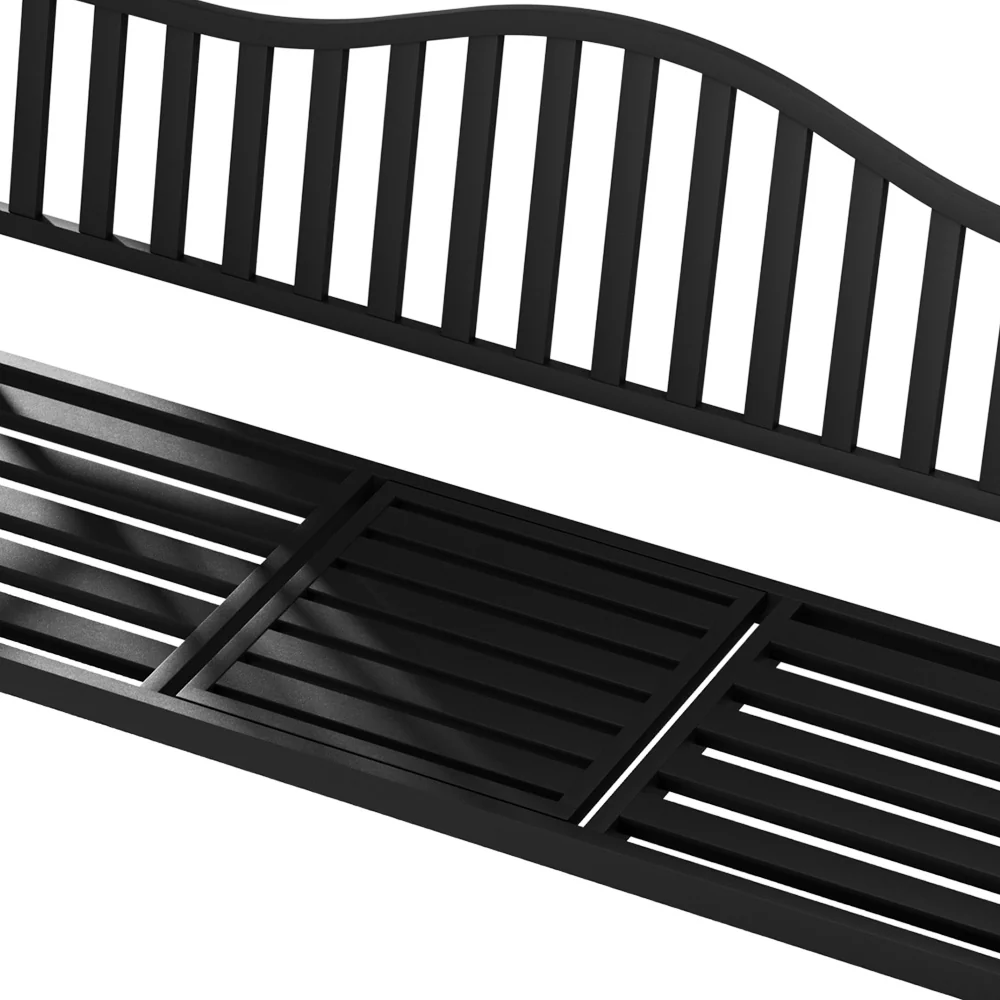 Calliope Outdoor Garden Bench Steel Foldable Table Furniture Patio Loveseat - Black - Nurns