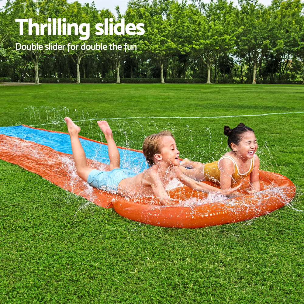 Factory Buys Inflatable Water Slip Slide Double Kids Splash Toy Outdoor Play 4.88M - Nurns