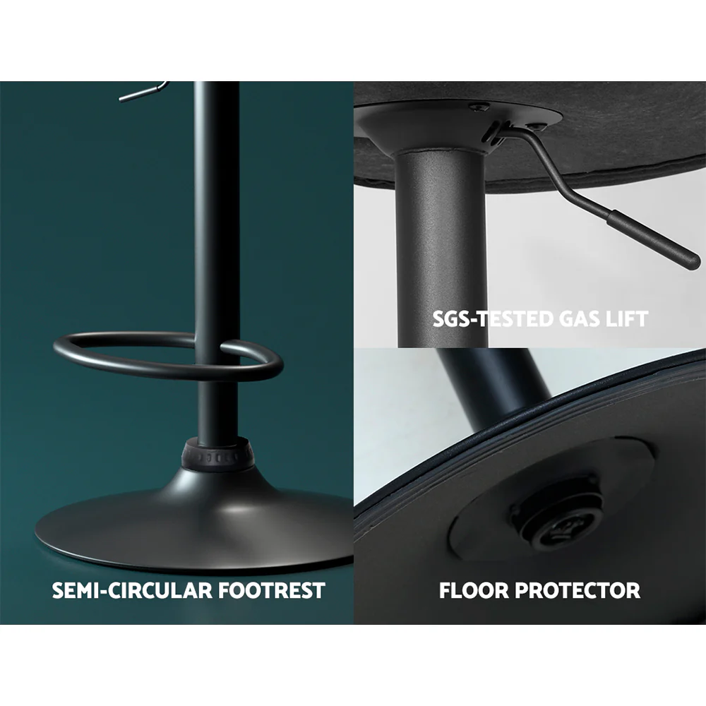 Set of 2 Swansea Bar Stools Kitchen Stool Chairs Metal Barstool Swivel - Black - Nurns