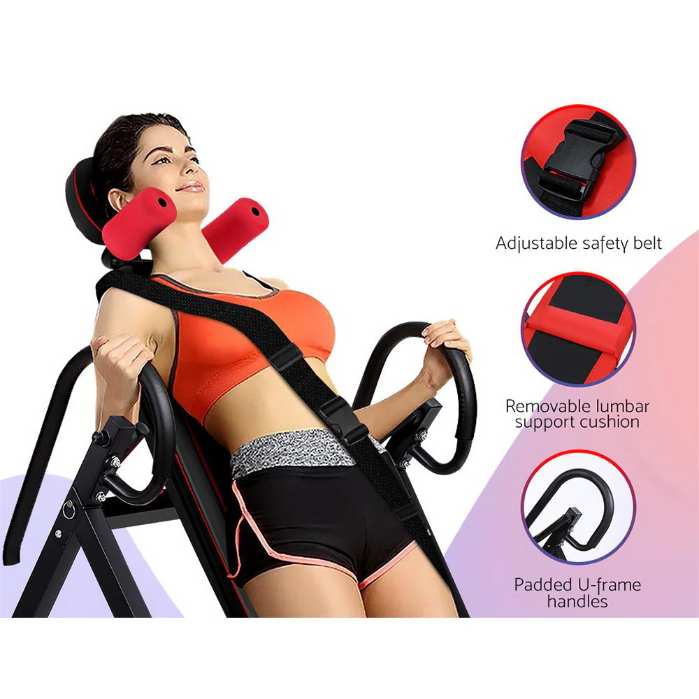 Everfit Inversion Table Gravity Exercise Inverter Back Stretcher Home Gym Black - Nurns