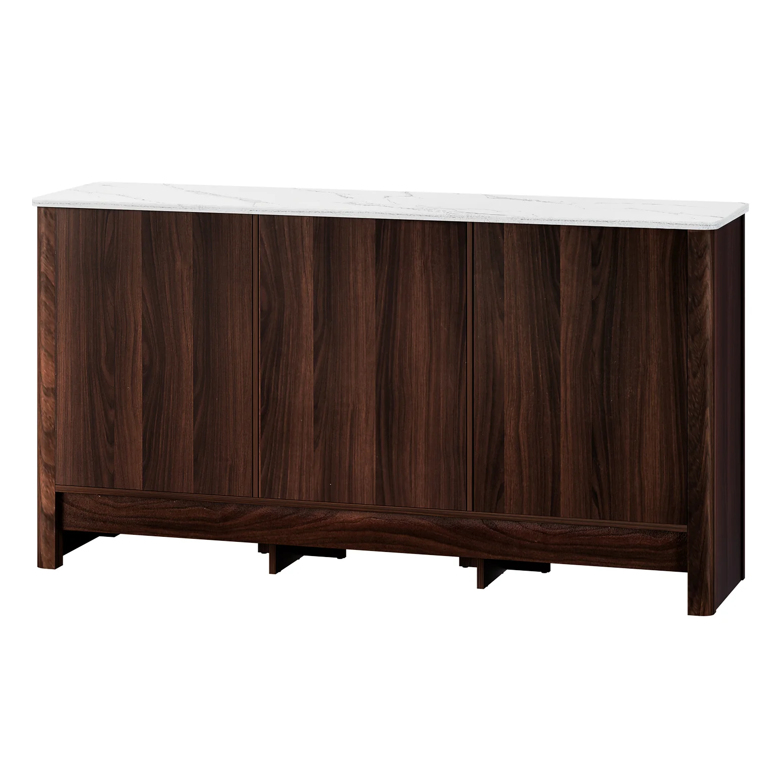 Danny Wooden Buffet Sideboard Cabinet Marble Style Tabletop - Walnut - Nurns
