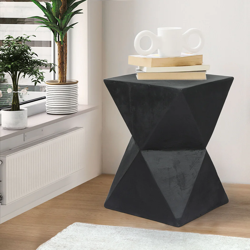 Idelle Side End Table Terrazzo Geometric - Black - Nurns