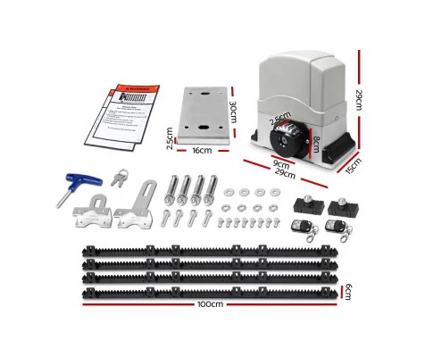 Electric Sliding Gate Opener 1200KG With Hardware Kit 4M Rail - Nurns
