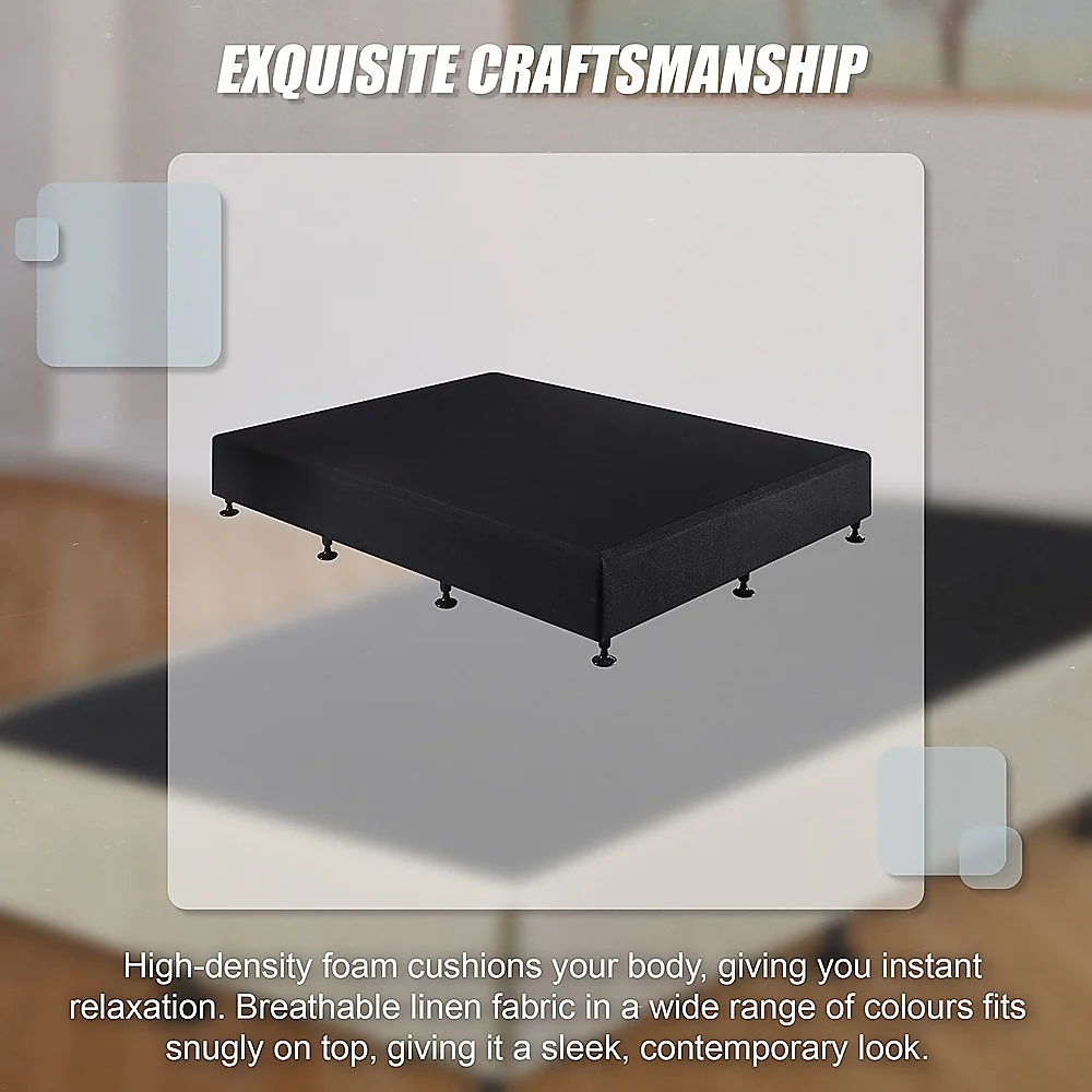 Aisha Ensemble Bed Base Linen Fabric - Midnight Black Queen - Nurns