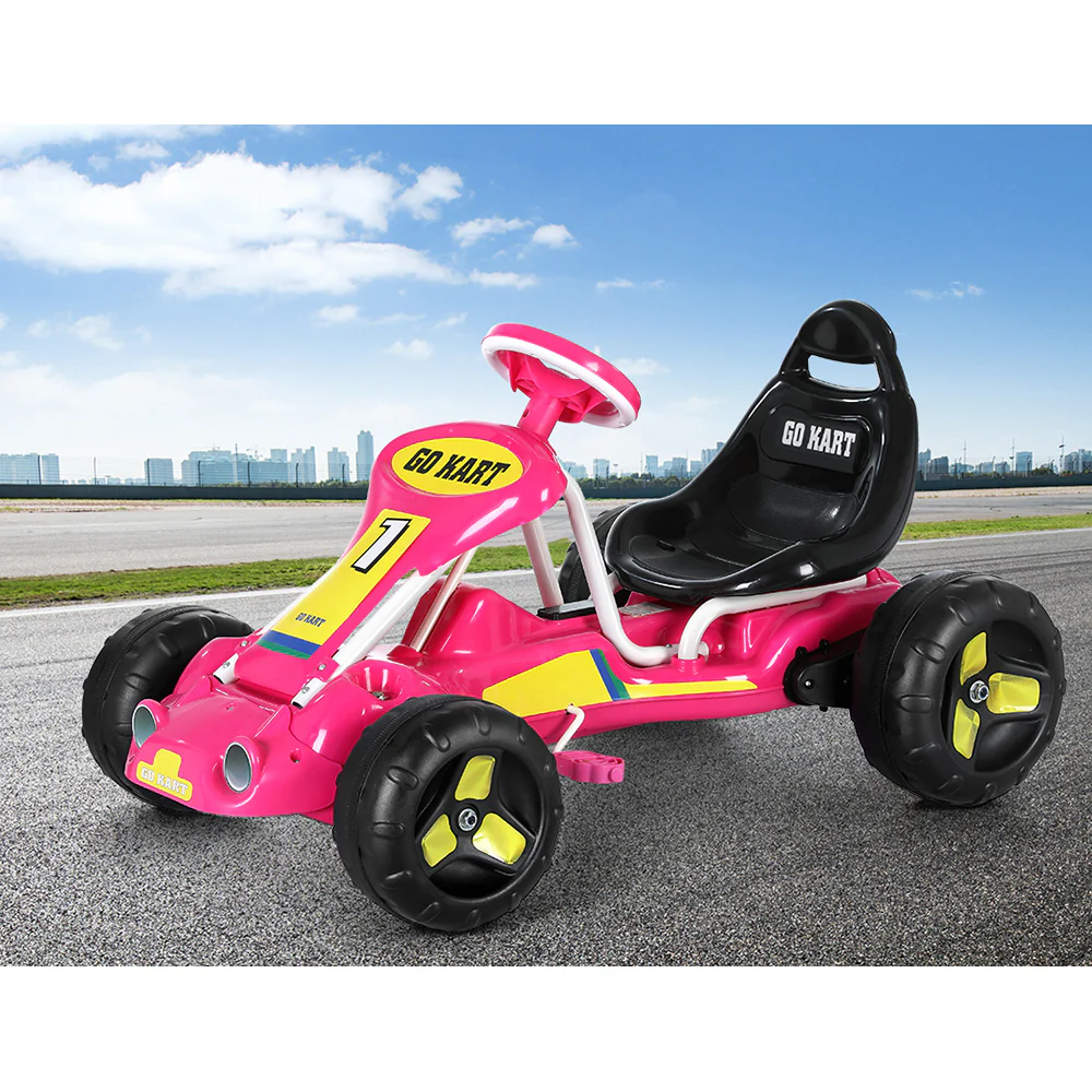 Kids Pedal Go Kart Ride On Toys Racing Car Plastic Tyre - Pink - Nurns