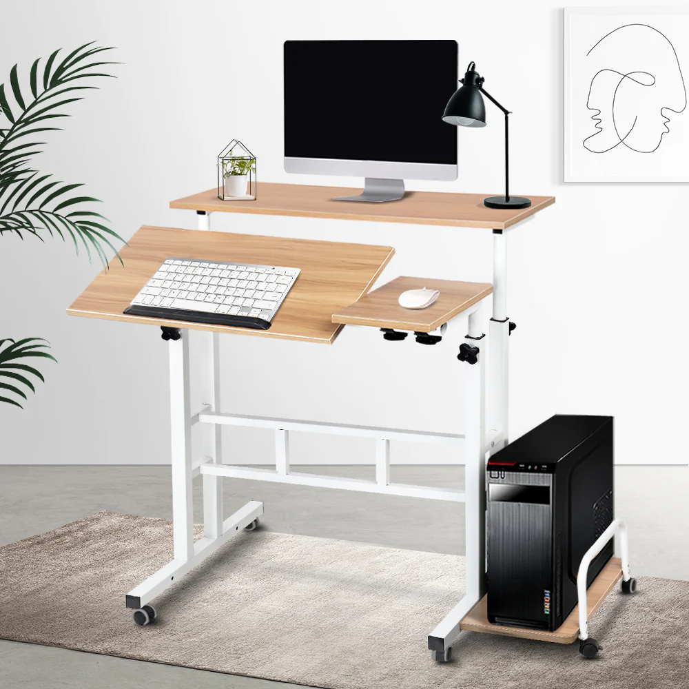 Artiss Laptop Desk Table Adjustable Light Wood 80cm - Nurns