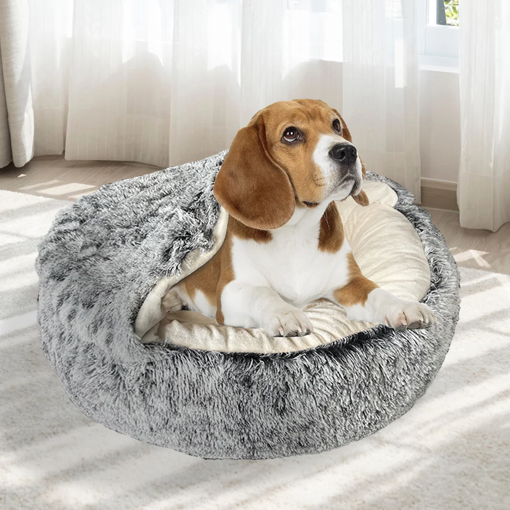 MEDIUM Dog Beds Pet Calming Warm Soft Plush - Charcoal - Nurns