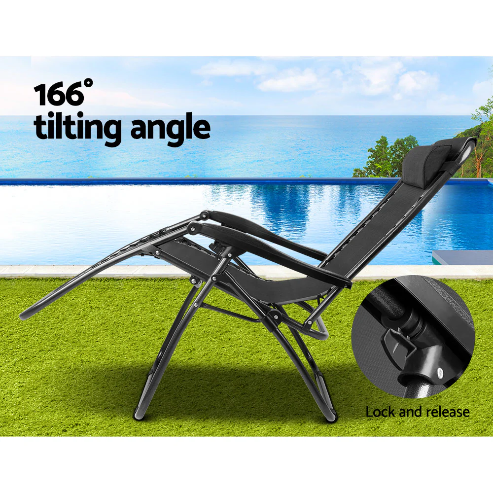 Loughton Zero Gravity Folding Recliner Outdoor Chair - Black - Nurns
