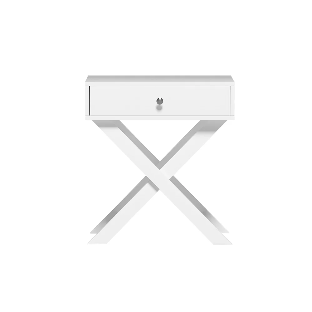 Coquitlam Wooden Bedside Tables Drawers Nightstand Bedroom Storage - White - Nurns