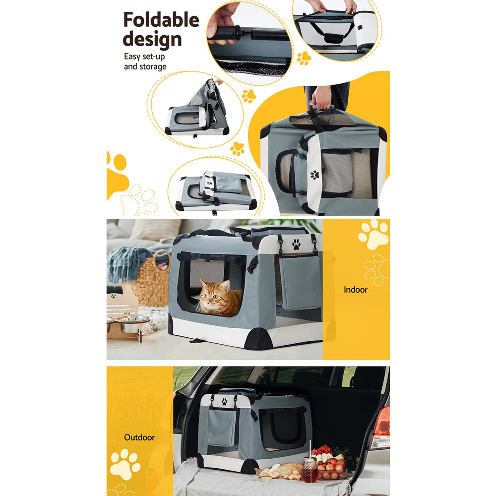 Pet Carrier Soft Crate Dog Cat Travel Portable Cage Kennel Foldable Large - Nurns