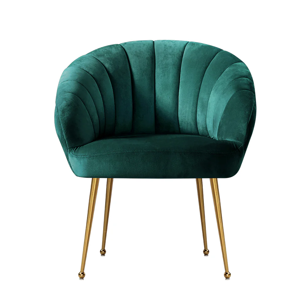 Michelle Accent Velvet Lounge Armchair - Green - Nurns
