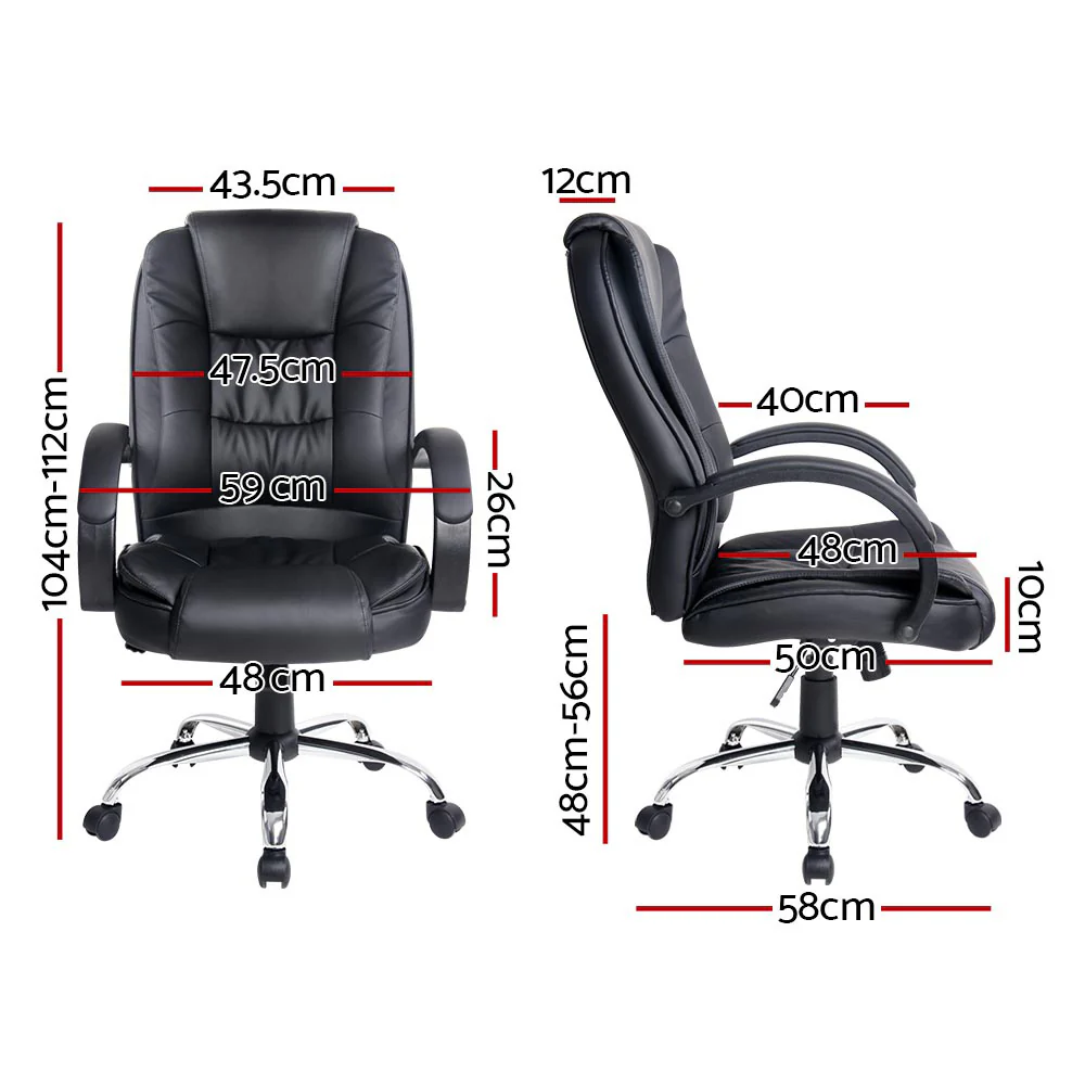 Artiss Executive Office Chair Leather Tilt Black - Nurns