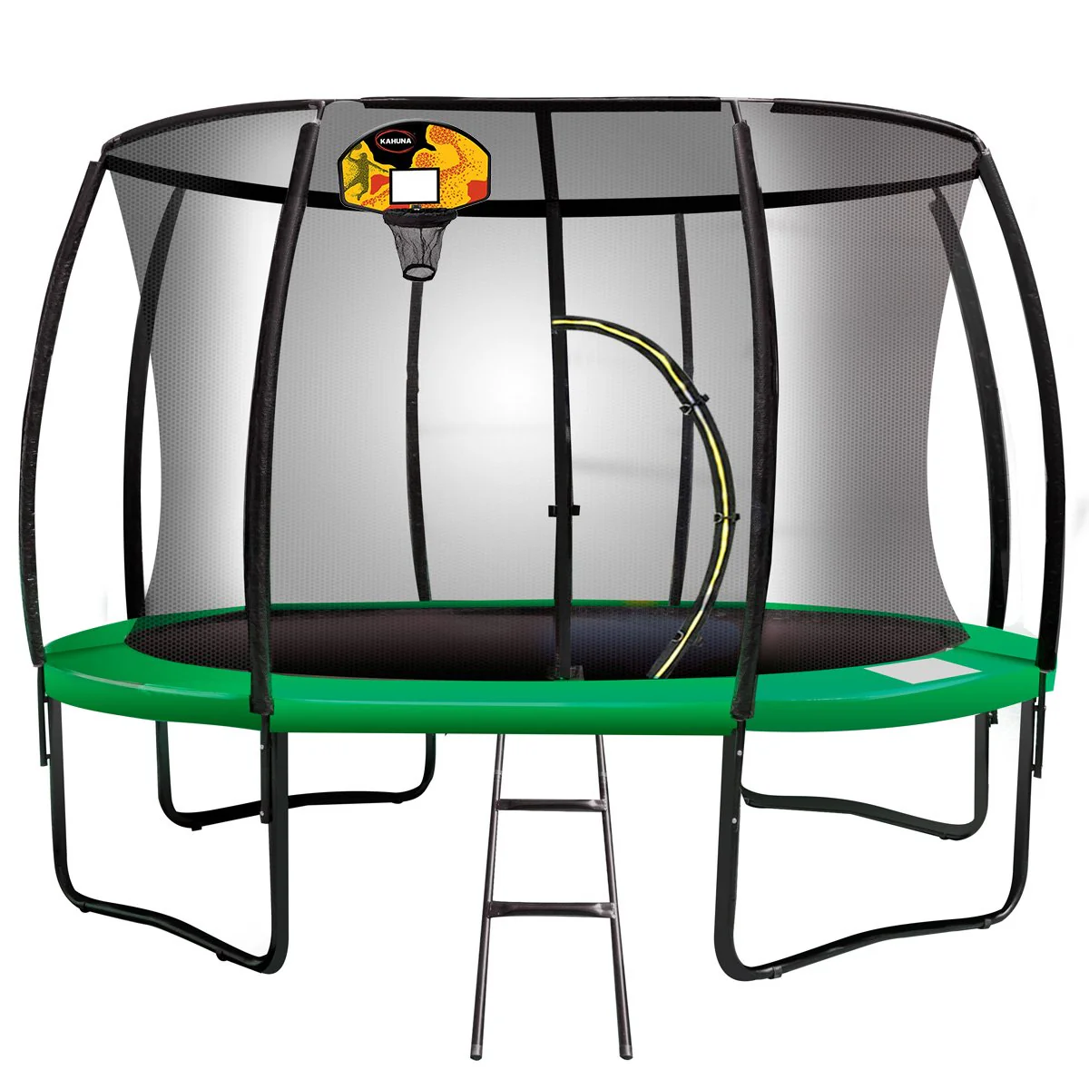 Kahuna Trampoline for Kids 16FT Outdoor Children with Safety Enclosure Pad Mat Ladder Basketball Hoop Set - Green - Nurns