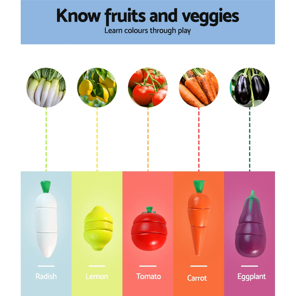 Kids Pretend Play Food Kitchen Wooden Toys Childrens Cooking Utensils Food - Nurns