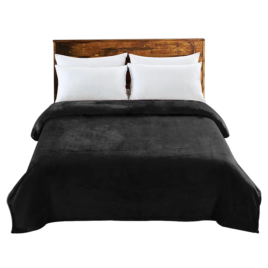 Waylon Throw Ultra-Soft Blanket 320gsm 220x240cm Warm - Black - Nurns