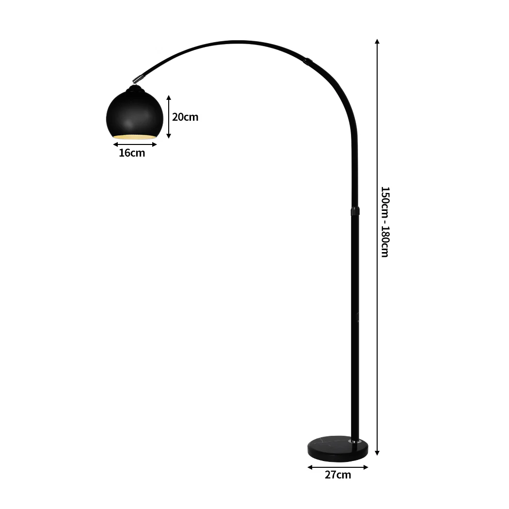 Modern Led Floor Lamp Stand Reading Light Height Adjustable Indoor Marble Base - Black - Nurns