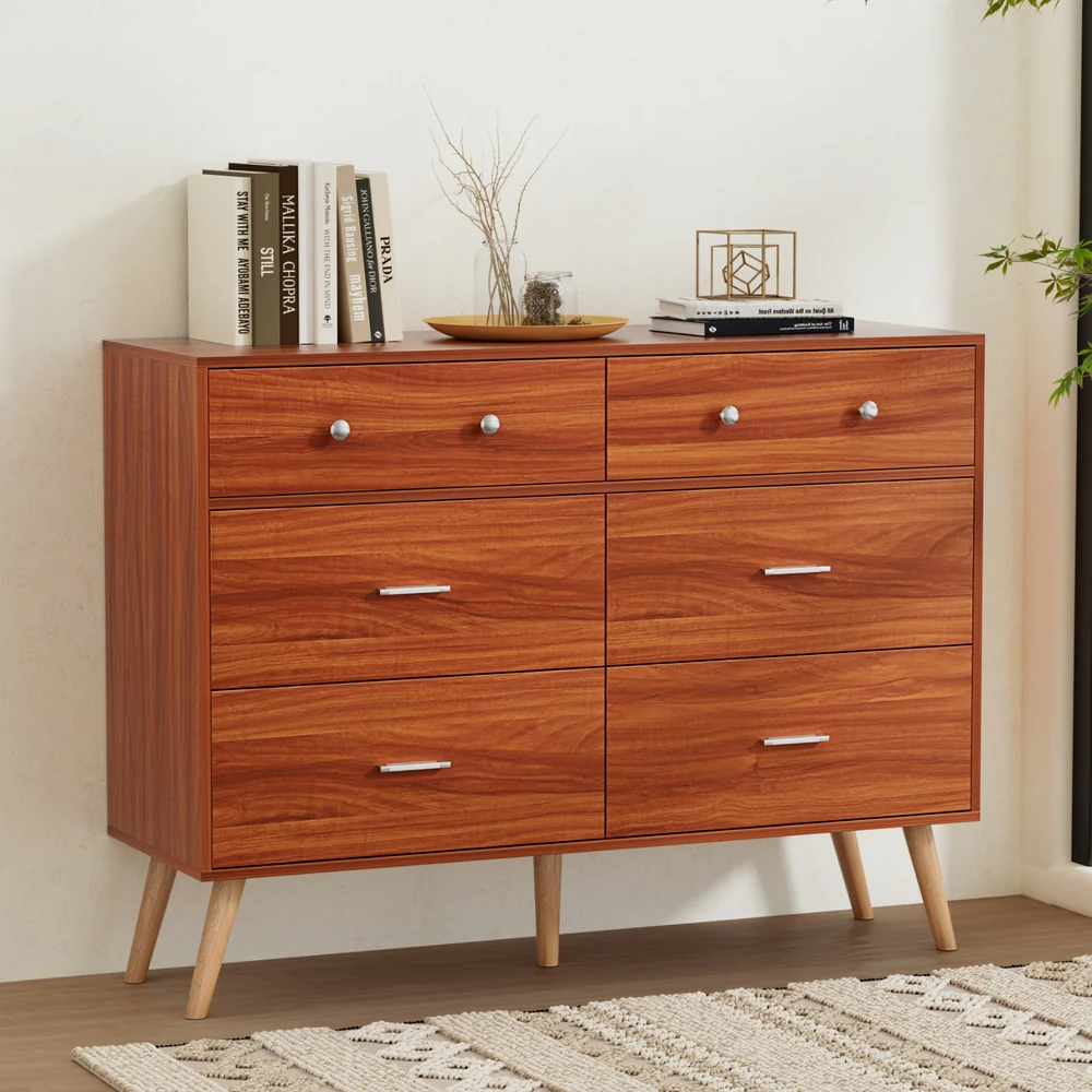 Artiss 6 Chest of Drawers Storage Cabinet Walnut - Nurns
