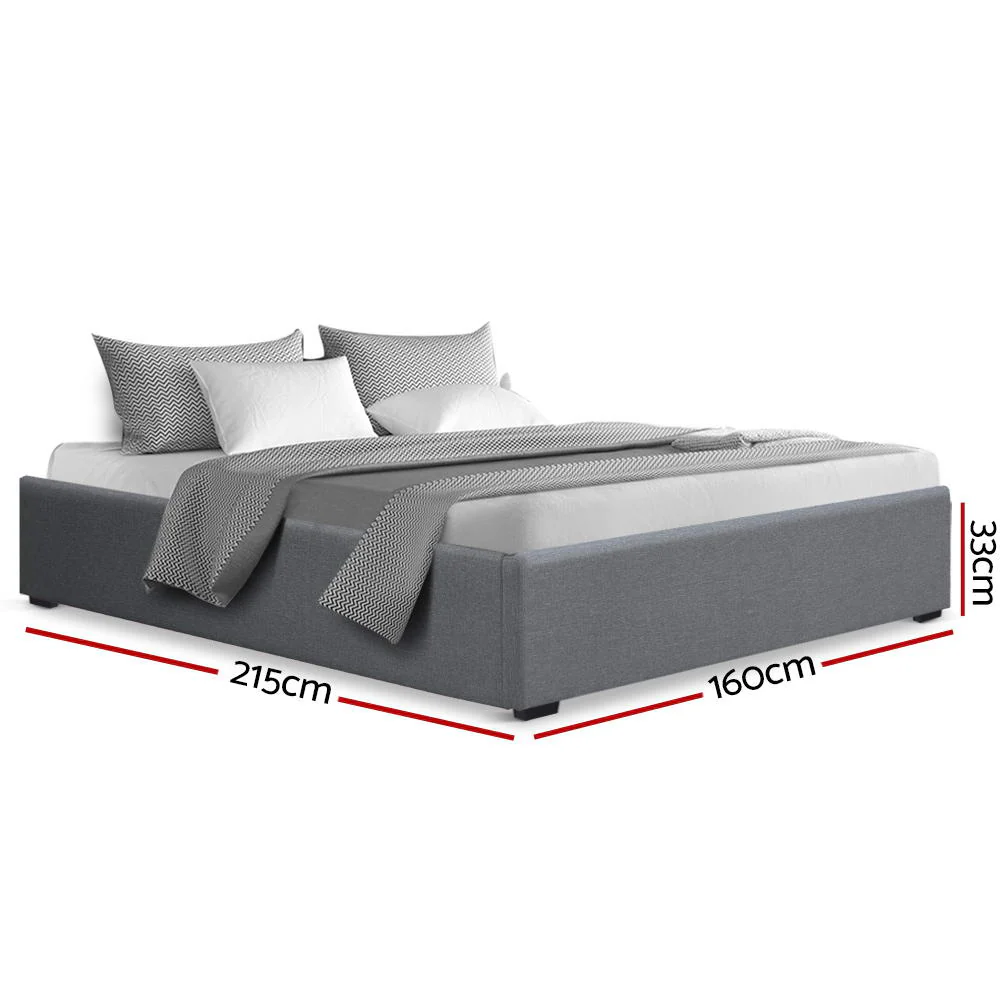 Mercury Bed & Mattress Package with 34cm Black Mattress - Grey Queen - Nurns