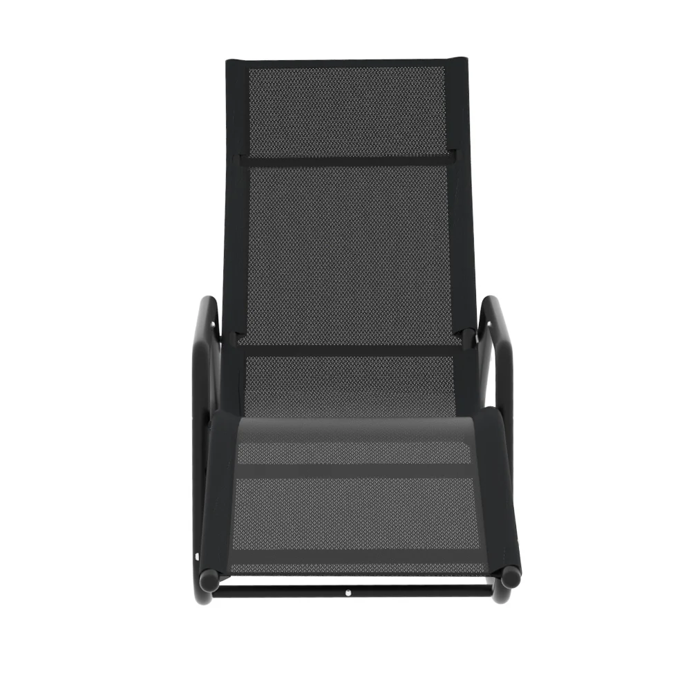 Esmond Sun Lounge Rocking Chair Outdoor Lounger Patio Furniture Pool Garden - Black - Nurns