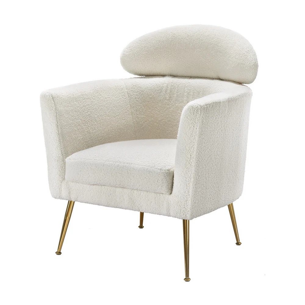 Armchair Bouclé Fabric - White - Nurns