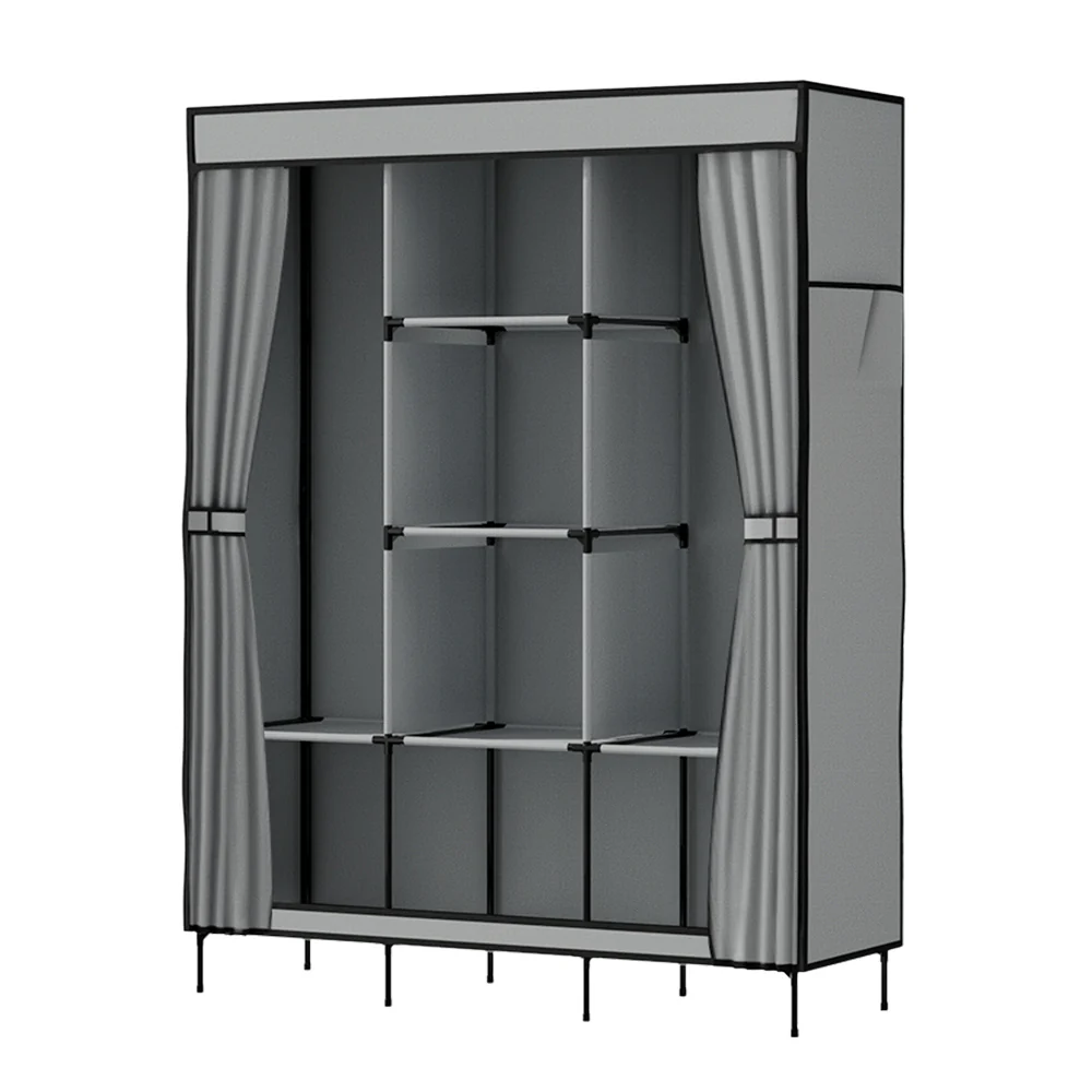 Large Portable Clothes Closet Wardrobe with Shelf Grey - Nurns