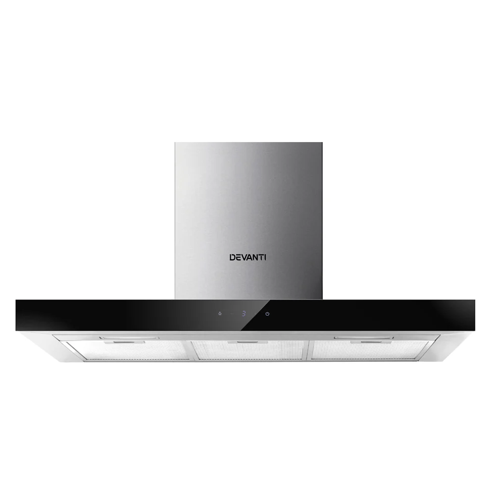 Devanti 900mm Range Hood 90cm Rangehood Glass Stainless Steel - Nurns