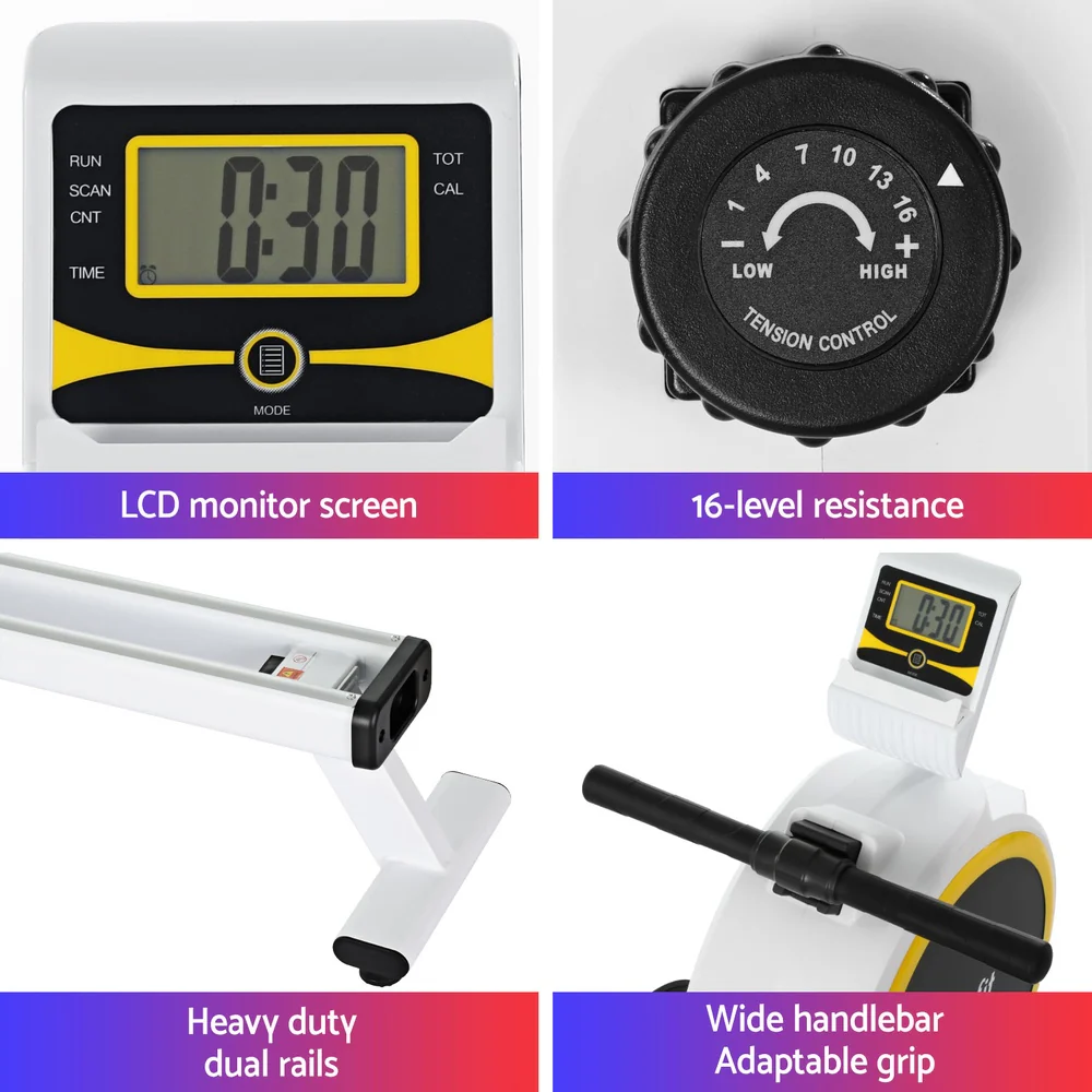 Everfit Rowing Machine 16 Levels Magnetic Rower Home Gym Cardio Workout - Nurns