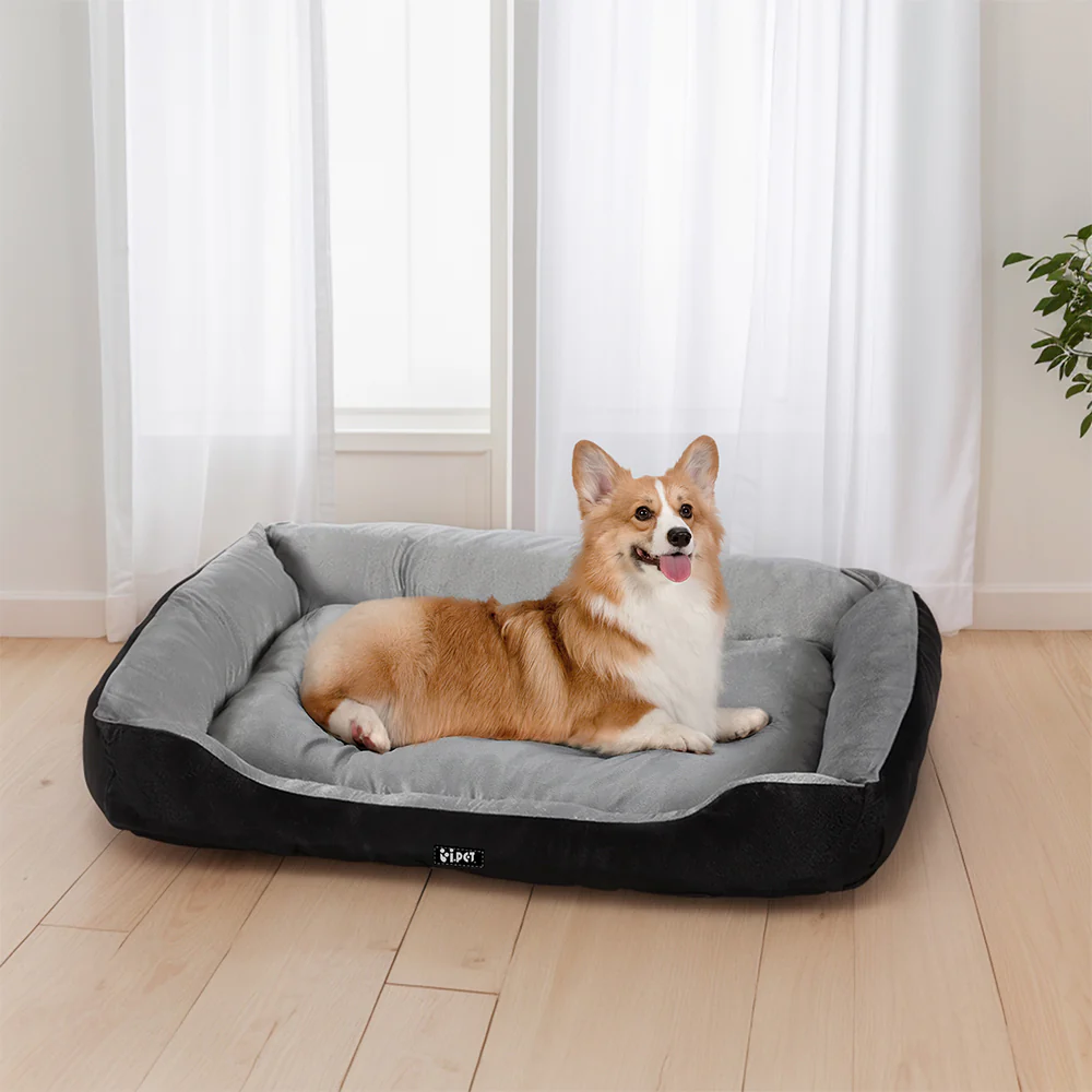 LARGE Dog Beds Pet Calming Soft Sleeping Comfy Plush Mat Cave Washable - Black - Nurns