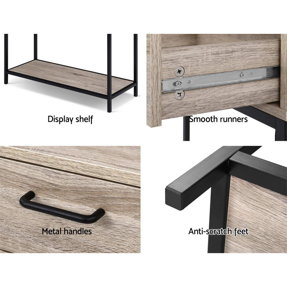 Hallway Console Table Hall Side Entry Display Desk Drawer Storage Oak - Nurns