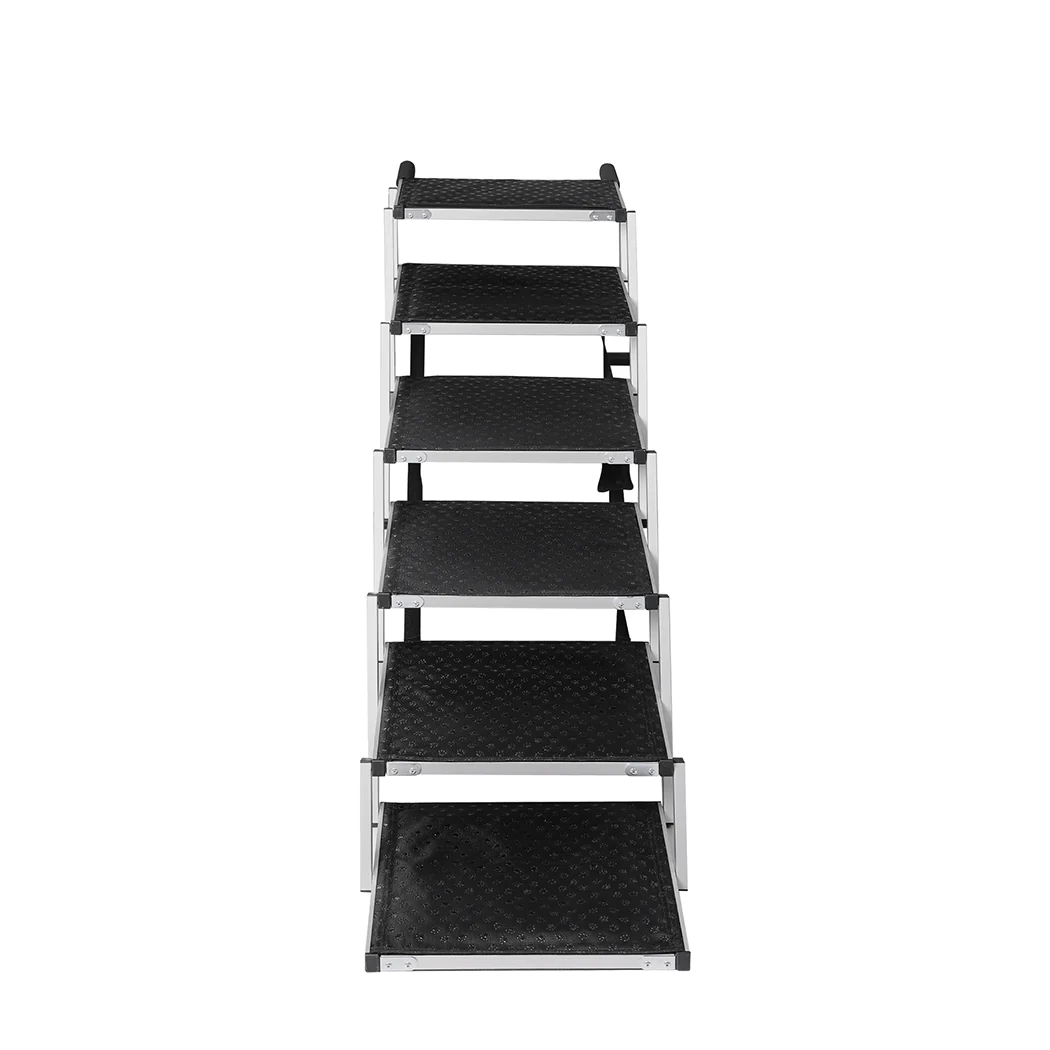 PaWz 6 Steps Dog Ramp Adjustable Height Black - Nurns