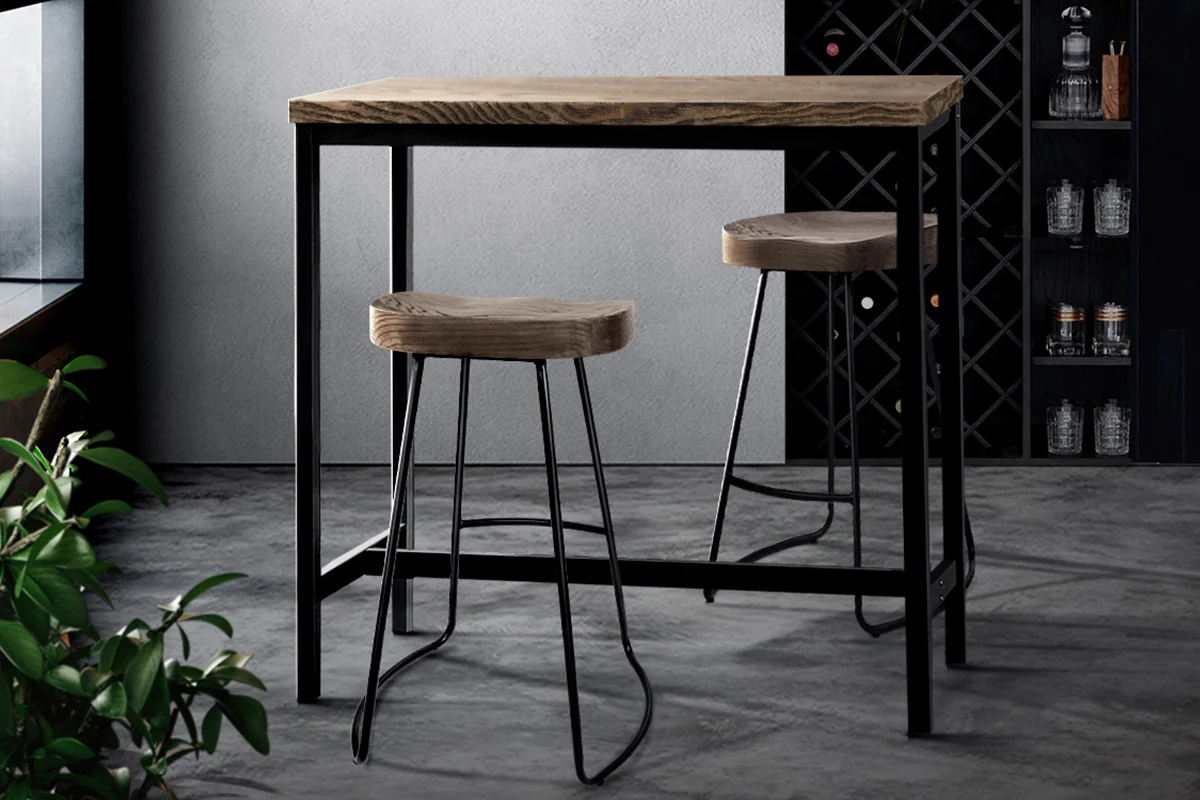 Vintage Industrial High Bar Table for Stool Kitchen Cafe Desk Dark Brown - Nurns